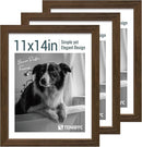 11x14 Picture Frame Set - 3 Pack, Brown Woodgrain, Wood Photo Frame, HD Tempered Glass, Wall Gallery Photo Frame by CozyNest Decor