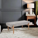 Upholstered Bench Grey Modern End of Bed Bench Chenille Fabric Bedroom Bench for Entryway Living Room Vanity Makeup Room, 47" Long, Wooden Legs by CozyNest Decor