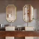 30x20 Inch Gold Bathroom Mirror, Wooden Frame with Scalloped Polished Beveled Glass, Modern Art Wall Decor for Vanity, Irregular Rectangle Mirror for Bedroom, Living Room, Fireplace & Entryway by CozyNest Decor