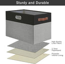Large Collapsible Fabric Storage Bins with 3 Handles, Foldable Organizer Baskets for Closet, Shelves, Living Room | 3 Pack, Durable PU & Metal Handles (17"x11.8"x11.8", Black & Gray) by TinyTreasures Baby Boutique