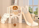 YUFU 9 in 1 Toddler Slide Set, Kids Slide for Toddlers Age 1-3, Toddler Playset with Basketball Hoop and Ball, Outdoor Indoor Playground for Toddlers 1-3 (Beige+Coffee) by TinyTreasures Baby Boutique