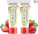 Jack N' Jill Natural Toothpaste for Baby and Infants - Fluoride Free Training Toothpaste, 40% Xylitol, BPA Free - Strawberry, 1.76 oz (Pack of 2) by CozyNest Decor