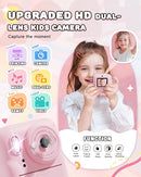 JOYJAM Kids Camera Instant Print, Upgrade Dual-Lens Selfie Digital Camera for Kids, HD 1080P, Christmas Birthday Gifts Toys for Girls Age 3-12, Toddler Portable Toy with SD Card 3 Rolls Print Paper by TinyTreasures Baby Boutique