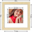 Vittanly 8x8 Picture Frames Set of 9, Shatter Resistant Plexiglass, Display 4x4 Pictures with Mat or 8x8 without Mat, Photo Frames for Wall Mount, Engineered Wood, OAK by CozyNest Decor