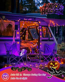JMEXSUSS 2 Pack Solar Halloween Lights, Total 66FT 200 LED Orange and Purple Halloween Lights Outdoor Waterproof, 8 Mode Black Wire Solar String Lights for Tree Yard Spooky Party Halloween Decorations by GreenHaven Gardens