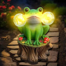 Solar Frog Garden Decor - Mushroom Outdoor Statue for Garden Ornaments, Lawn, Flower Bed, Pond, Patio, Porch - Frog Gifts for Women, Mom, Grandma by GreenHaven Gardens
