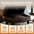 Ottoman Rectangular Storage Ottoman Bench, Flannel Footrest Stool Footstool with Lid for Living Room, Bedroom, Entryway, Coffee, 28.5"x19"x17.5" by CozyNest Decor