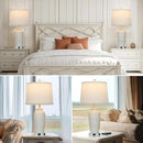 25" Farmhouse Jar Table Lamps Set of 2,Rustic Cream Pot Table Lamp for Bedroom, Living Room,3 Way Touch Control Rustic Bedside Lamps with USB A+C Ports & AC Outlet(LED Bulbs Included) by CozyNest Decor