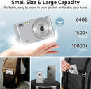 Digital Camera, 2025 4K 44MP Autofocus Digital Cameras for Teens, Silver Point and Shoot Camera for Kids with 16X Zoom, 64GB SD Card, Compact Small for Boys Girls Teens Kids Gift by TinyTreasures Baby Boutique