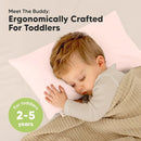 Toddler Pillow with Pillowcase - 10x18 My Little Dreamy Kids Travel Bed Pillows for Sleeping, Organic Cotton Small Pillowcase, Soft & Breathable, Machine Washable, Toddlers 2-5 Years Old (Mist Pink) by TinyTreasures Baby Boutique
