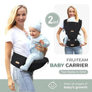 FRUITEAM 6-in-1 Baby Carrier with Hip Seat for Breastfeeding, All Seasons, All Position Adjustable Baby Chest Carrier with Lumbar Support, Adapt to Newborn, Infant & Toddler (Cool Black) by TinyTreasures Baby Boutique