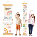 Personalized Name Growth Chart Wall Decor for Kids – Canvas Removable Height Chart Measuring Ruler 59" x 7.9" (Rainbows) by TinyTreasures Baby Boutique