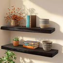 Wood Floating Shelves Set of 2, Aged Elm Wood Picture Wall Shelf, Floating Shelves for Wall for Bedroom Kitchen Bathroom Living Room (Walnut, 36 inch) by CozyNest Decor