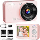 Digital Camera, 4K 64MP, 18X Zoom, Point and Shoot Digital Camera with 64GB TF Card & 2 Batteries, Portable Rechargeable Small Camera for Kids Teens Adult, Pink by TinyTreasures Baby Boutique