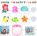 Light Up Bath Toys for Toddlers Kids Girls Baby, No Hole Glow Bath Toys with Bath Book & Organizer, Led Light Bath Time Water Toys for Bath Tubs Bathrooms Pool, Gift for Toddlers Girls Infants by TinyTreasures Baby Boutique