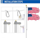 Flag Pole Kit 25FT, 12 Gauge 1.8mm Thickness Heavy Duty Flag Poles with 3x5 American Flag, Silver Flag pole for Outdoor House In Ground, Extra Thick Flagpoles Suitable for Yard and Garden by GreenHaven Gardens