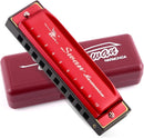 SWAN Blues Harmonica Key of C Mouth Organ Diatonic Harmonica with Case, 10 Hole 20 Tones Stainless Blues Harp for Adults, Beginners(Burgundy Red) by TinyTreasures Baby Boutique
