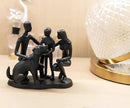 Family and Dog Statues, Cast Iron Family of 3 Figurine, Gift for Dog Lovers,Dog Memorial Gift, Black by GreenHaven Gardens
