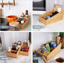 HTB 4-Section Snack Organizer with Removable Dividers for Kitchen, Cabinet, Office, Countertop, 2 Pack Bamboo Pantry Storage Organization for Spice Packets, Seasoning Pouches, Coffee Pods by CozyNest Decor