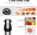MegaWise Pro Titanium Reinforced 3-in-1 Immersion Hand Blender, Powerful Copper Motor with 80% Sharper Blades, 12-Speed Corded Blender, Including Dish Washer Safe Whisk and Milk Frother by TinyTreasures Baby Boutique