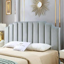 24KF Steel Gray Velvet Tufted King Upholstered Headboard, Modern Vertical Channel Design California King Headboard with Stepped Silhouette Top Edge, Steel Gray by CozyNest Decor