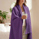 PHF 100% Cotton Waffle Weave Throw Blanket, Soft Lightweight Breathable Cozy Summer Throws for Couch Bed Sofa, Luxury Aesthetic Woven Blanket for Home Decor & Office, 50"x60", Grape by CozyNest Decor