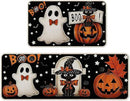 Halloween Kitchen Mat Set of 2, Pumpkin Ghosts Boo Cat Halloween Decor, Halloween Rug for Floor, Indoor Home Decor with Non-Slip Backing,17 x 29 Inch & 17 x 47 Inch by CozyNest Decor