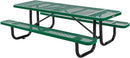 Global Industrial 8’L Rectangular Picnic Table, Expanded Metal, Green Thermoplastic Coating, Attached Benches, 1-1/2” Umbrella Pole Hole, Outdoor-Rated, 1000 lb Capacity, 96” x 30” Tabletop by GreenHaven Gardens