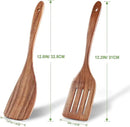 2 Pack Wooden Spatula, Acacia Wood Long Handle Flat Frying Turner, Handmade wooden spoons for cooking, Kitchen Utensil set, Non-Stick Cooking Spurtle Utensils for kitchen use by CozyNest Decor
