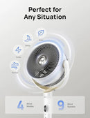 Dreo Fan for Bedroom, 120° Oscillating Standing Fan, Quiet Pedestal Fan with DC Motor, 9 Speeds, 4 modes, 20dB, 120° Manual Vertical, 37-42" Adjustable Height, 9H Timer, White by CozyNest Decor