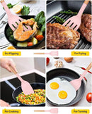 Pack of 2 Silicone Cooking Spatula, Heat Resistant Solid Turner, Non Stick Slotted Spatulas with Wooden Short Handle,Ideal Wood Kitchen Utensils Set for Frying, Baking, Flipping, Turning by CozyNest Decor