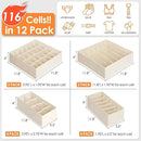 12 Pack Baby Clothes Organizer for Nursery, 116 Cells Fabric Foldable Dresser Closet Organizers and Storage Bins for Clothing, Women Men Underwear Socks, Bra, Ties, Scarf, Belt, Hair Accessories by CozyNest Decor