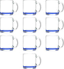 Libbey Clear Glass Coffee Mugs 13 oz. Set of 10, Bulk Pack - Perfect for Coffee, Tea, Espresso, Hot Cocoa, Other Beverages - Blue Bottom by TinyTreasures Baby Boutique