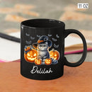 Customized Halloween British Longhair Mug with Name, Personalized British Longhair with Pumpkins Coffee Cup, Witch Cat Ceramic Mug, Pet Halloween Black Cup 11oz 15oz, Gift for Cat Dad Mom by TinyTreasures Baby Boutique