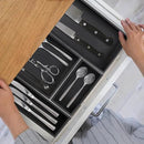 Bamboo Drawer Organizer - Kitchen Utensil Organizer Silverware Tray Cutlery Holder，Office Desk Supplies and Accessories,12 * 3 * 2.6inch,Black by CozyNest Decor