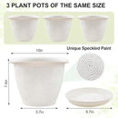 Plastic Flower Pots Planters for Indoor Plants, 3 Pack 10 Inch White Plant Pots with Drainage Hole & Tray, Modern Decorative Large Plant Pot with Saucer for Indoor Outdoor Plants Garden House Planter by CozyNest Decor