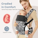 Baby Carrier with Lumbar Support, Cozy Baby Carrier Newborn to Toddler with Adjustable Seat Size, Ergonomic Infant Carrier with 3-Way Carry, Front Facing Toddler Hodler Carrier for Mom & Dad, Zebra by TinyTreasures Baby Boutique