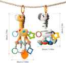 TUMAMA Hanging Toys, 16 inch Plush Animals Baby Rattle, Car Seat Stroller Toys, 2 Pack, Newborn - 12 Months, 2 x Plush Animal Hanging Toys (Giraffe, Zebra), Rings, Built-in Rattles and Crinkles by TinyTreasures Baby Boutique
