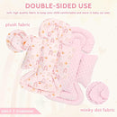Infant Car Seat Insert and Strap Covers, Very Soft Car Seat Head Support Baby Girl Boy, Reversible Newborn Carseat Insert Cushion Fits for Stroller, Baby Swing, Bouncer (Pink Rainbow) by TinyTreasures Baby Boutique