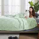 Cozy Bliss Checkered White Faux Rabbit Fur Throw Blanket, Soft Fuzzy Fluffy Minky Cream Furry Blankets for Couch, Bed (Sage Green, Queen(90" x 90") by CozyNest Decor