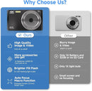 Digital Camera 4K, Upgrade Black Cameras for Teens, Autofocus Digital Point and Shoot Camera for Kids with 16X Zoom, 64GB SD Card, Compact Small Camera for Boys Girls Teens Kids Gift by TinyTreasures Baby Boutique