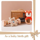 Youuys Wooden Baby Rattle Set (3pcs) - Crochet Rattle Rain Stick Teething Toys, Wooden Montessori Toy for Newborn Infant Baby Rattles Set Toys 3-6 Months (Fox) by TinyTreasures Baby Boutique
