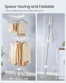 SONGMICS 2-Tier Clothes Drying Rack, 75.2-Inch Folding Laundry Drying Rack with 6 Rotatable Arms for Hangers, Stainless Steel, for 54 Pieces of Clothes, White and Silver ULLR514W01 by TinyTreasures Baby Boutique
