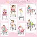 HONEY JOY 8 in 1 Baby High Chair, Convertible Highchair for Babies and Toddlers/Table and Chair Set/Building Block Table/Booster Seat/Stool/Toddler Chair with Safety Harness (Pink) by TinyTreasures Baby Boutique