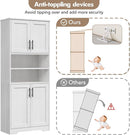 GarveeHome 67" Tall Storage Cabinet, Tall Bathroom Cabinet with 4 Doors and Adjustable Shelves, Freestanding Kitchen Pantry Cabinets, Cupboard for Living Room, Dining Room, Antique White by CozyNest Decor