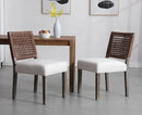 Kmax Farmhouse Dining Chairs Set of 6, Rustic Kitchen Chairs with Linen Fabric Seat and Woven Back, Vintage Accent Chairs for Dining Room, Living Room, Beige by CozyNest Decor
