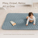 Comfy Cubs Rectangle Kids Play Mat - Small 36 x 60 inches Soft Quilted Baby Floor Mat with Non-Slip Bottom - Plush Design for Toddlers' Playtime and Relaxation - Comfortable and Durable - Pacific Blue by TinyTreasures Baby Boutique