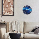 Glass Blue Wall Clocks Battery Operated 16 Inch Marble Pattern Big Clock for Office Abstract Silent Wall Clock Non Ticking by CozyNest Decor