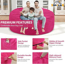 6FT Bean Bag Chair, Large Bean Bag Chairs with Memory Foam Filled, Fluffy Beanbag Sofa with Dutch Velvet Cover, Round BeanBag Chairs for Living Room, Playroom - Pink by TinyTreasures Baby Boutique