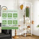 IBUYKE Coat Rack with Shelves, Freestanding Hall Tree with 3 Shelves and 8 Hooks, Industrial Clothes Stand for Entryway, Hallway, Bedroom, Natural UTMJ088R by CozyNest Decor